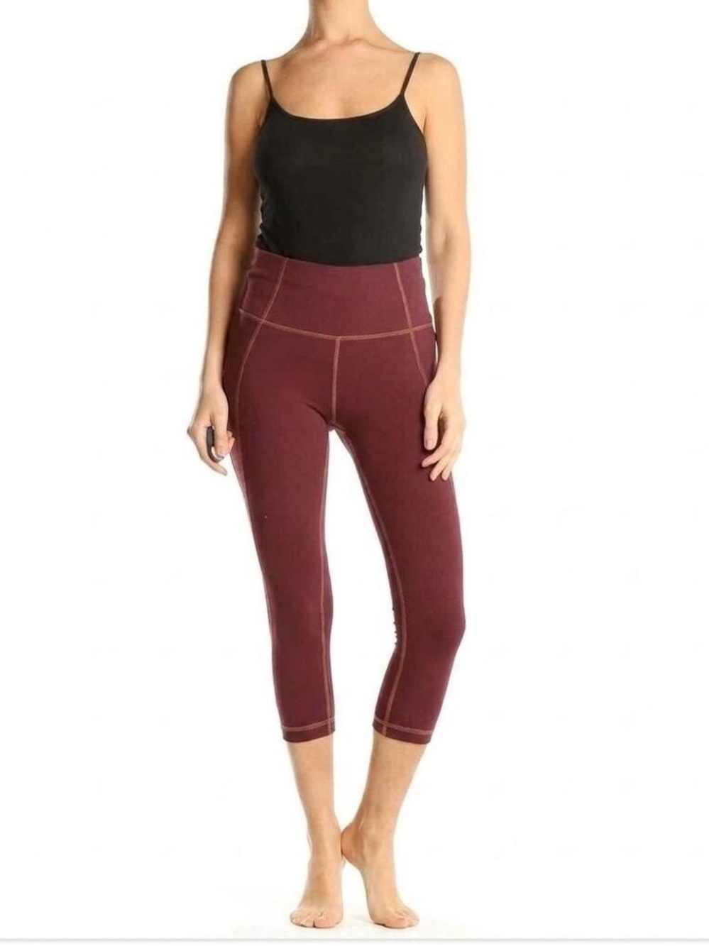 Athleta Salutation Capri Powervita Cropped Legging Tight Maroon Size Small
